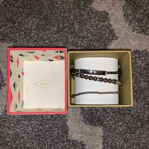 Fossil silver bracelet set